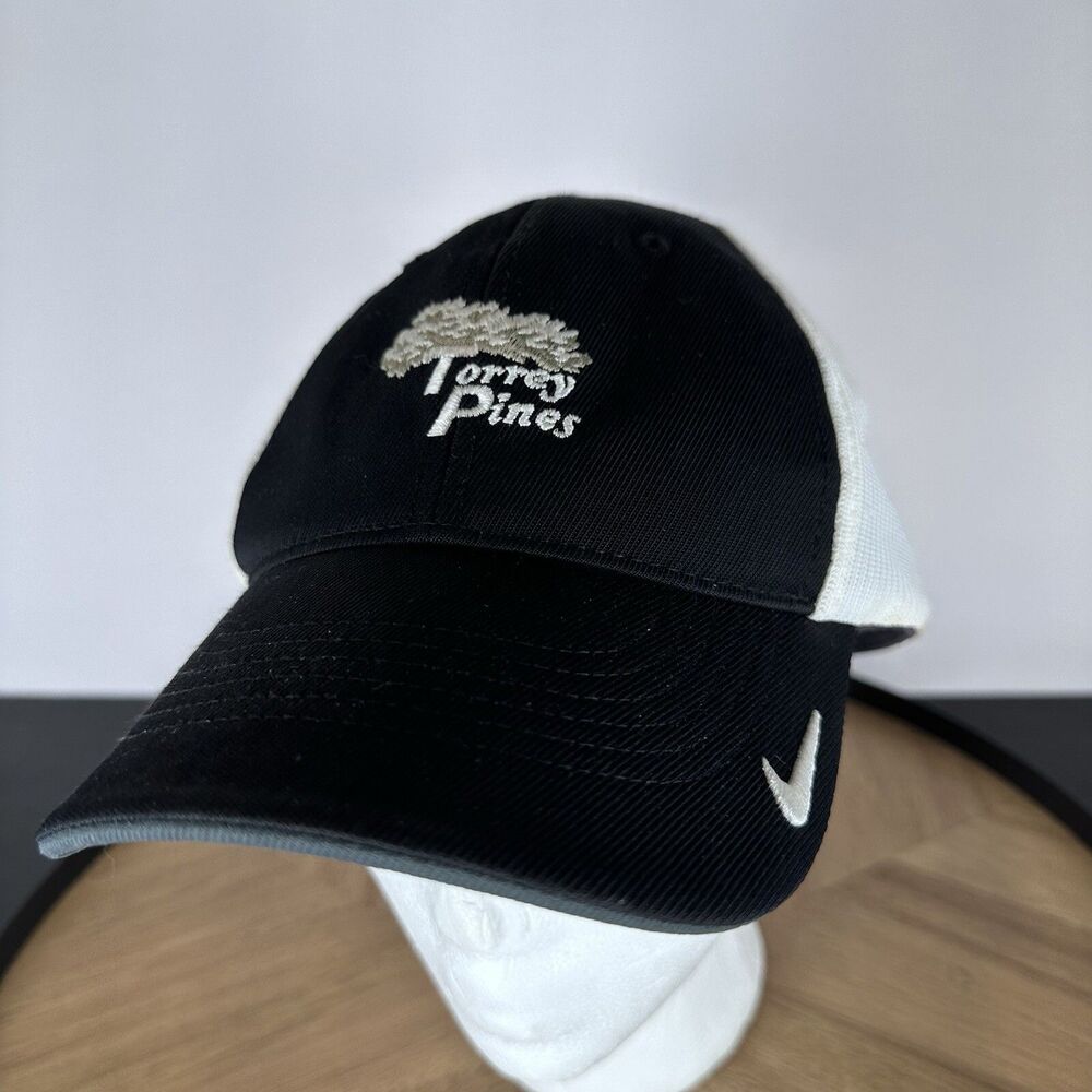 Nike Torrey Pines Black White FLEXfit Mens M L Hat Cap Golf Course US Open